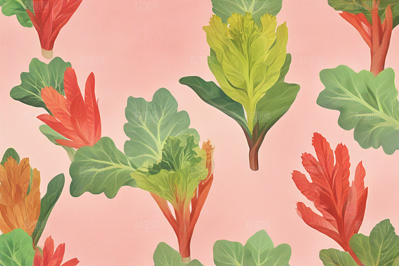 大黄中药插画草药插图