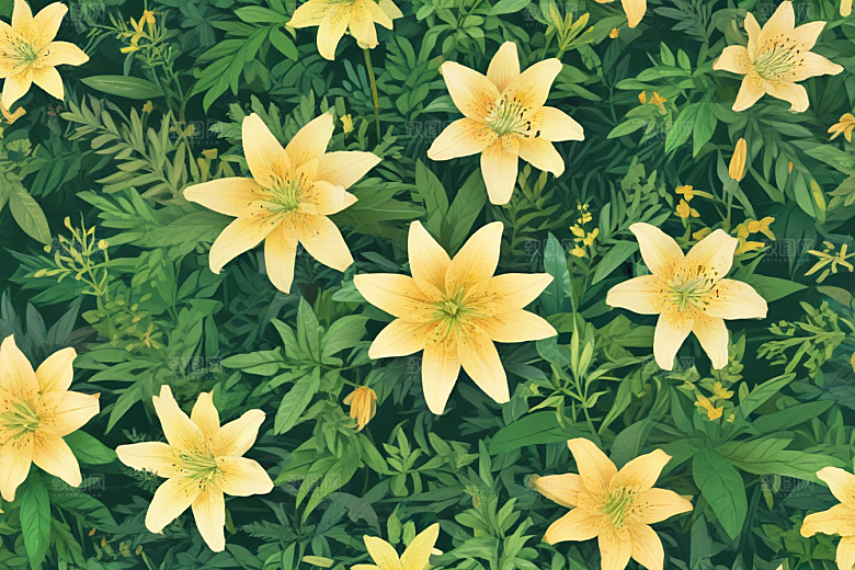 百合植物插图图片