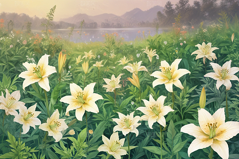 百合植物插图图片