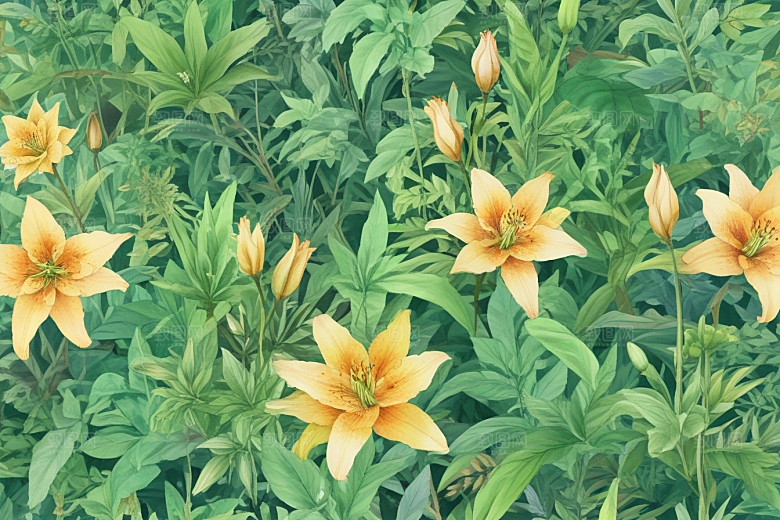 百合植物插图图片