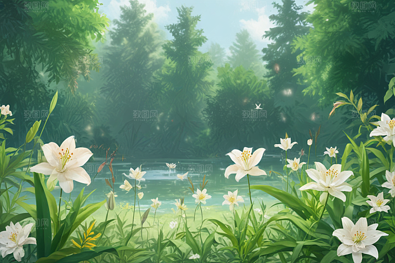 百合植物插图图片