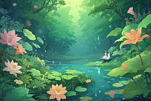 百合植物插图图片