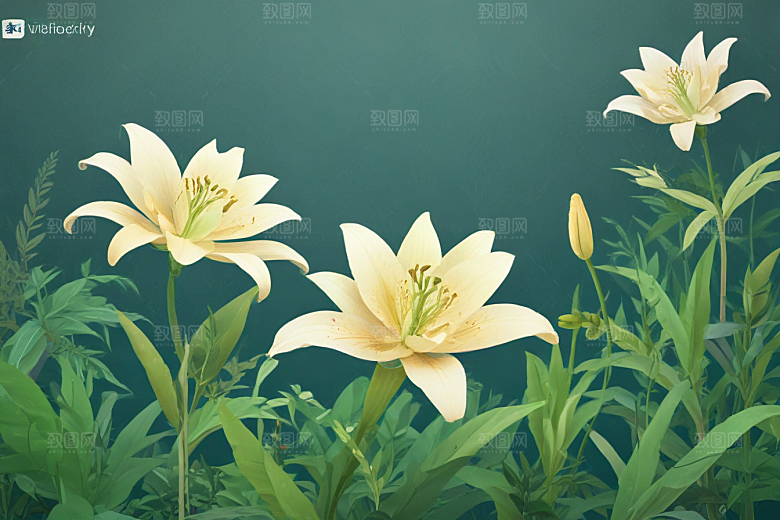 百合植物插图图片