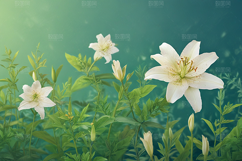 百合植物插图图片