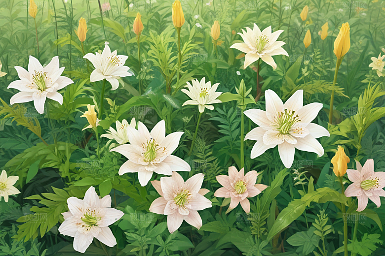 百合植物插图图片