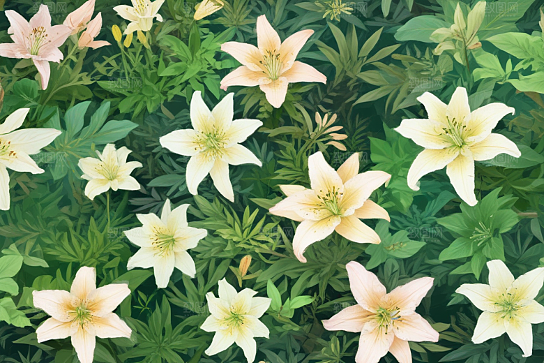 百合植物插图图片