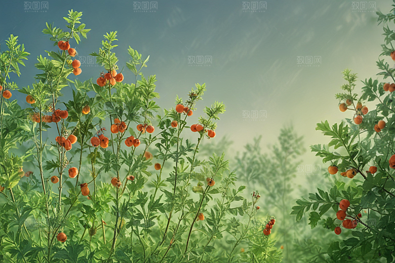 山楂植物插图图片