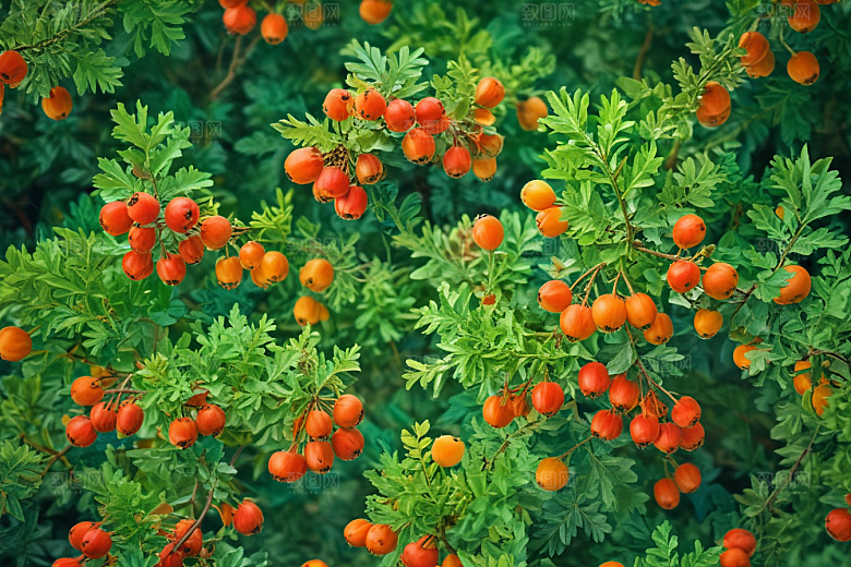 山楂植物插图图片
