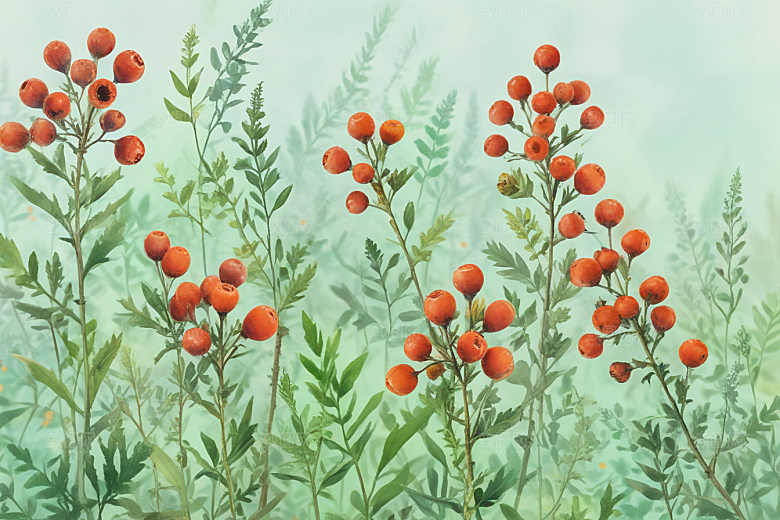 山楂植物插图图片