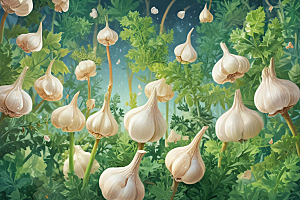 大蒜植物插图图片