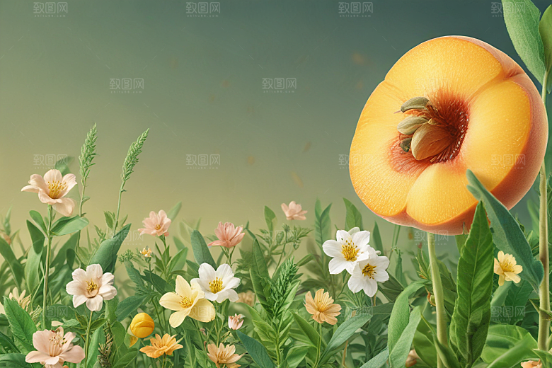 桃仁植物插图图片