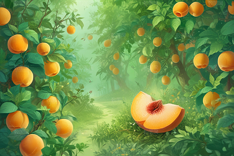 桃仁植物插图图片