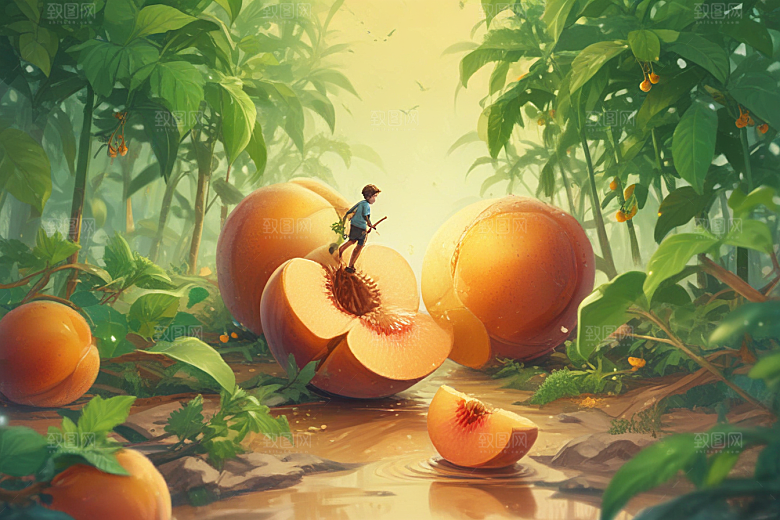 桃仁植物插图图片