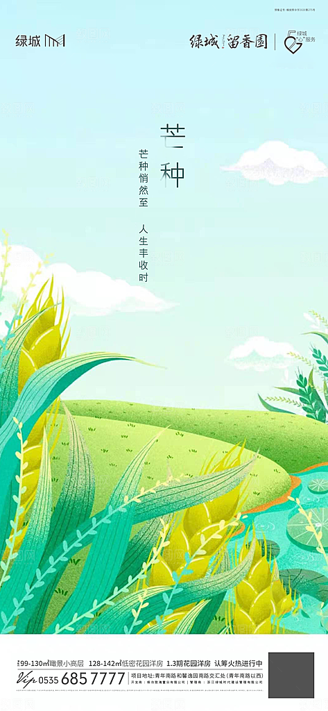 芒种节气简约大气海报