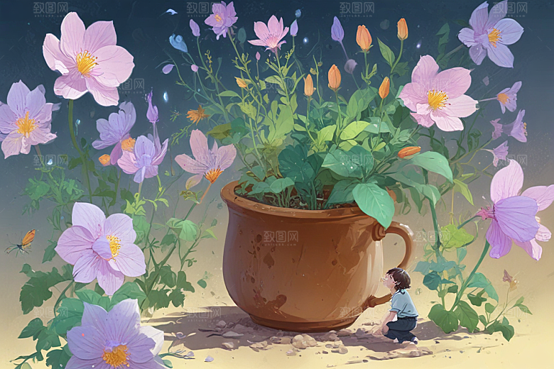 桔梗植物插图图片