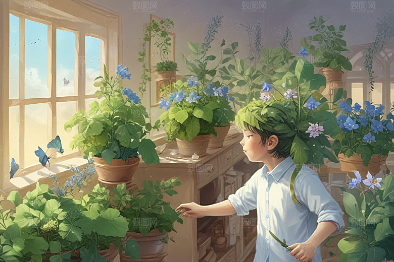 桔梗植物插图图片