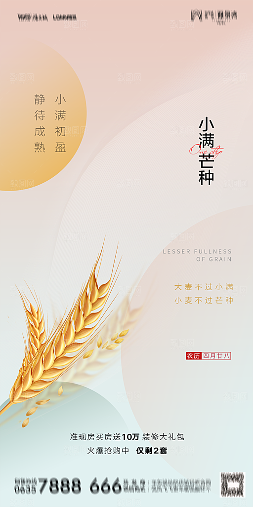 传统节气小满芒种海报