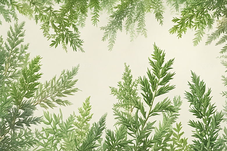 柏叶植物插图图片