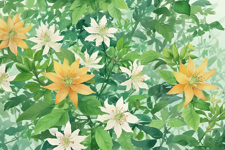 金银花植物插图图片