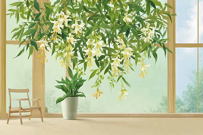 金银花植物插图图片