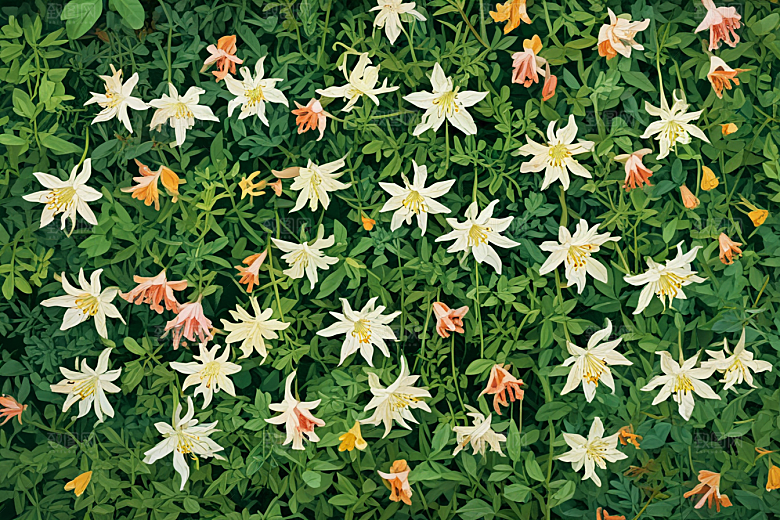 金银花植物插图图片