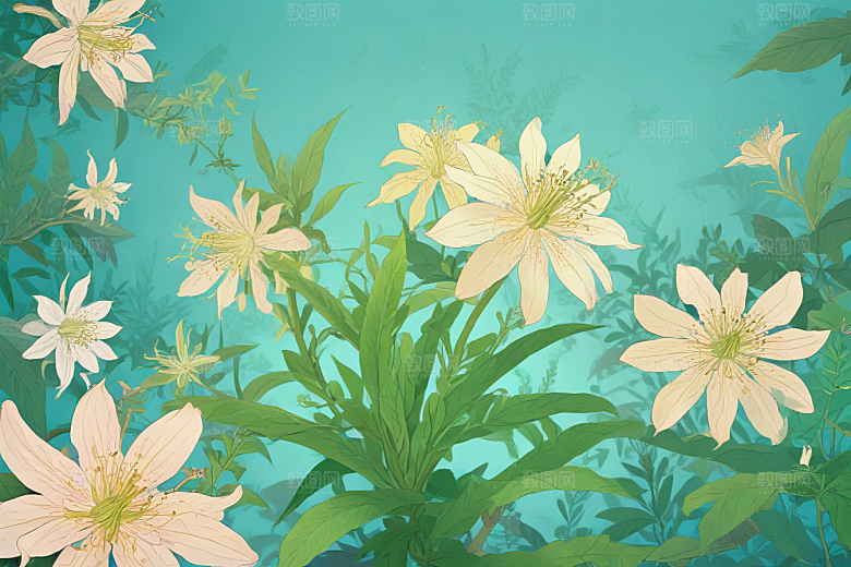 金银花植物插图图片