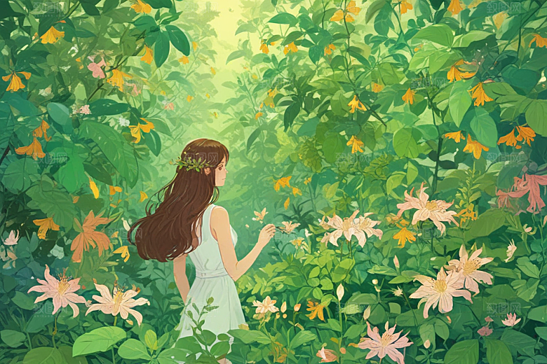 金银花植物插图图片