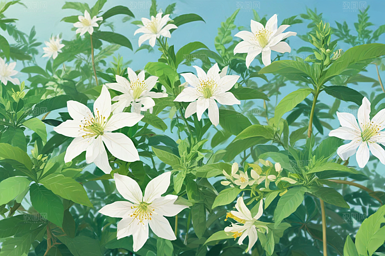 金银花植物插图图片