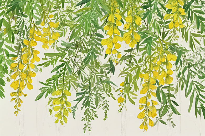 槐花植物插图图片