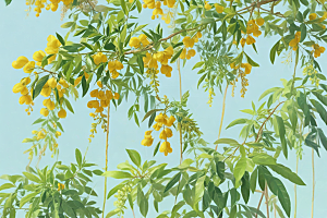 槐花植物插图图片