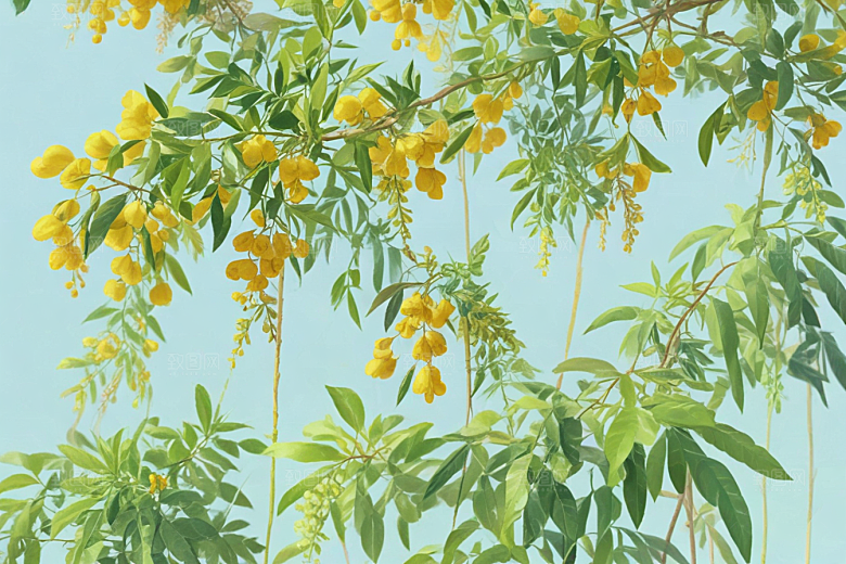 槐花植物插图图片