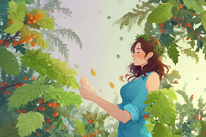 毛冬青植物插图图片