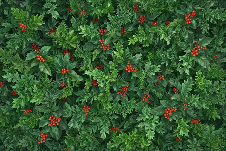 毛冬青植物插图图片