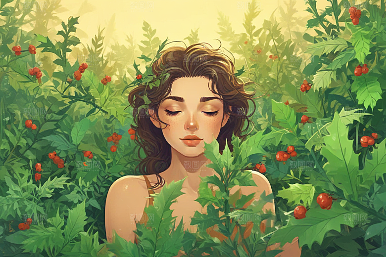 毛冬青植物插图图片