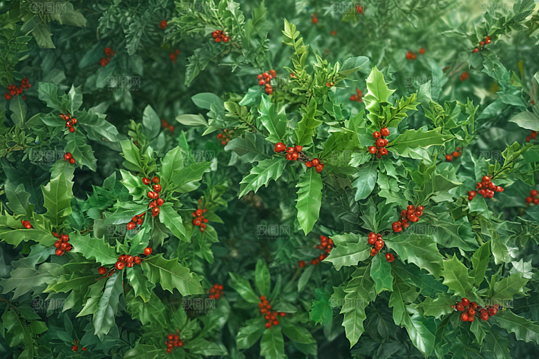 毛冬青植物插图图片