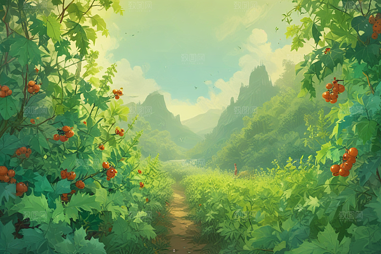 毛冬青植物插图图片