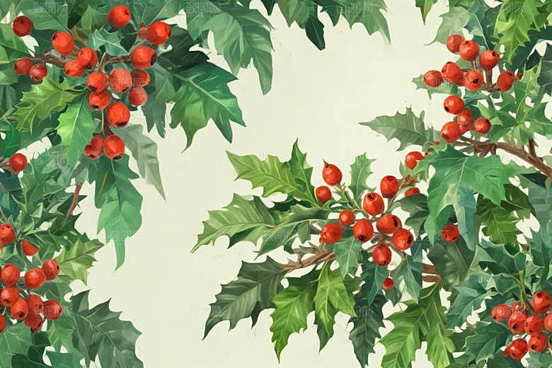 毛冬青植物插图图片
