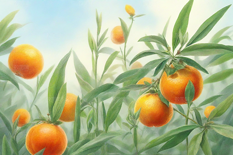 橘红植物插图图片