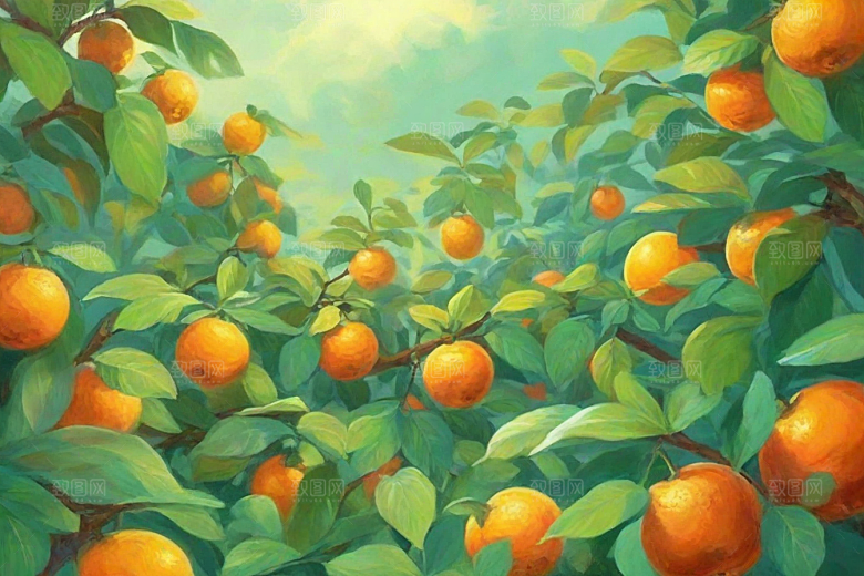 橘红植物插图图片