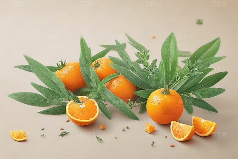 橘红植物插图图片