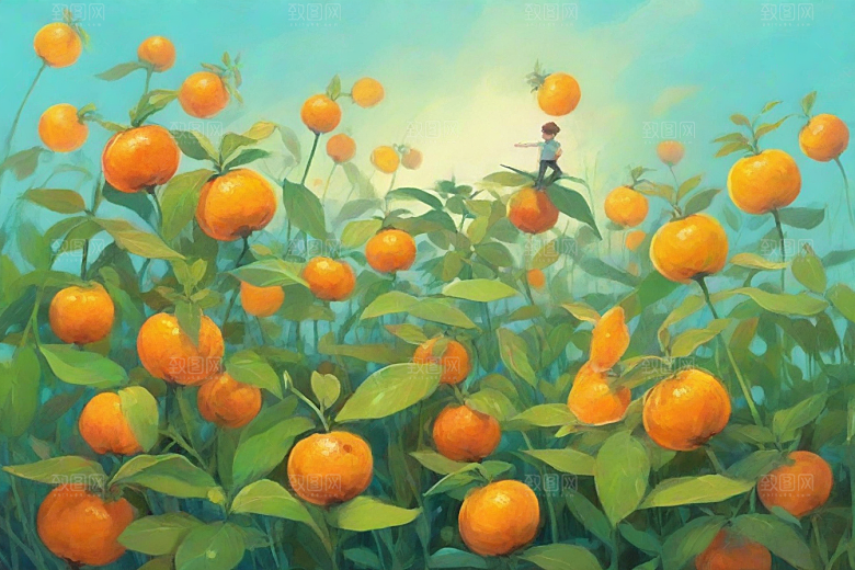 橘红植物插图图片