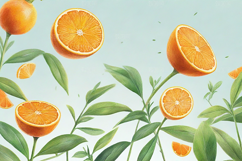 橘红植物插图图片