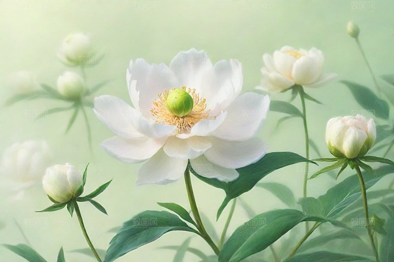 白芍植物插图图片