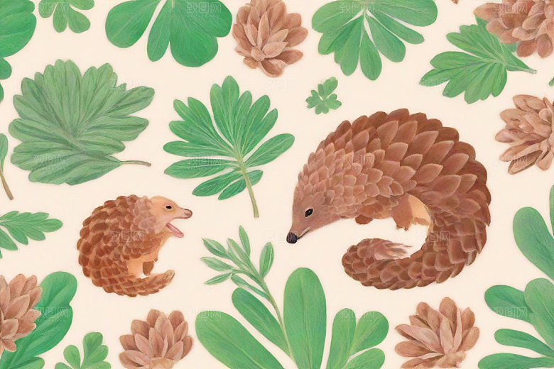 穿山甲植物插图图片