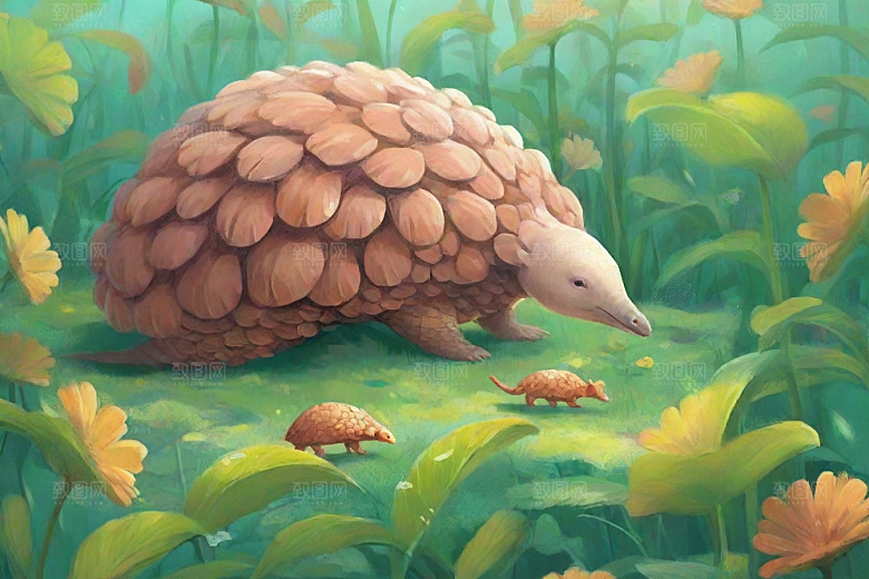穿山甲植物插图图片