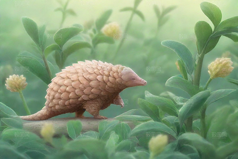 穿山甲植物插图图片