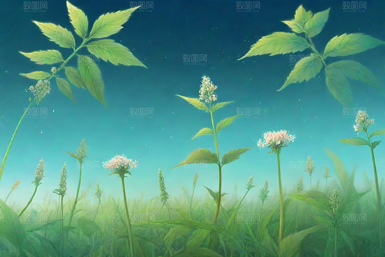 益母草植物插图图片