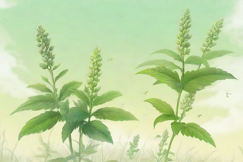 益母草植物插图图片