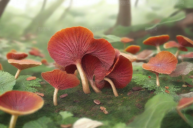 灵芝植物插图图片