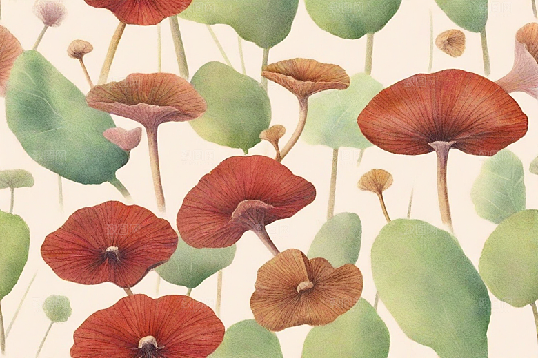 灵芝植物插图图片